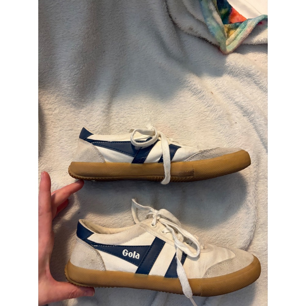 Gola Badminton Sneakers Retro White Navy Gum Sole Low Top Trainers US 7 EU 38 - Picture 6 of 10